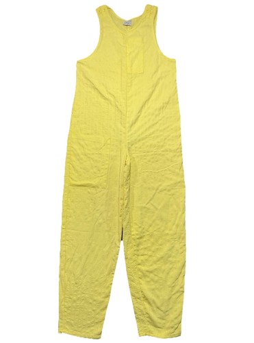 Vintage yellow cotton - yellow, overalls