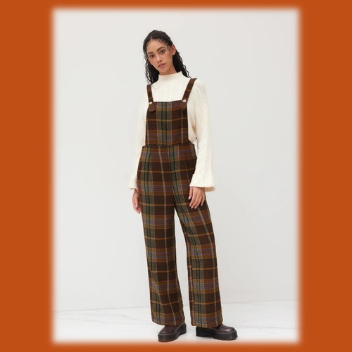 Cider plaid tweed jumpsuit - cider,
